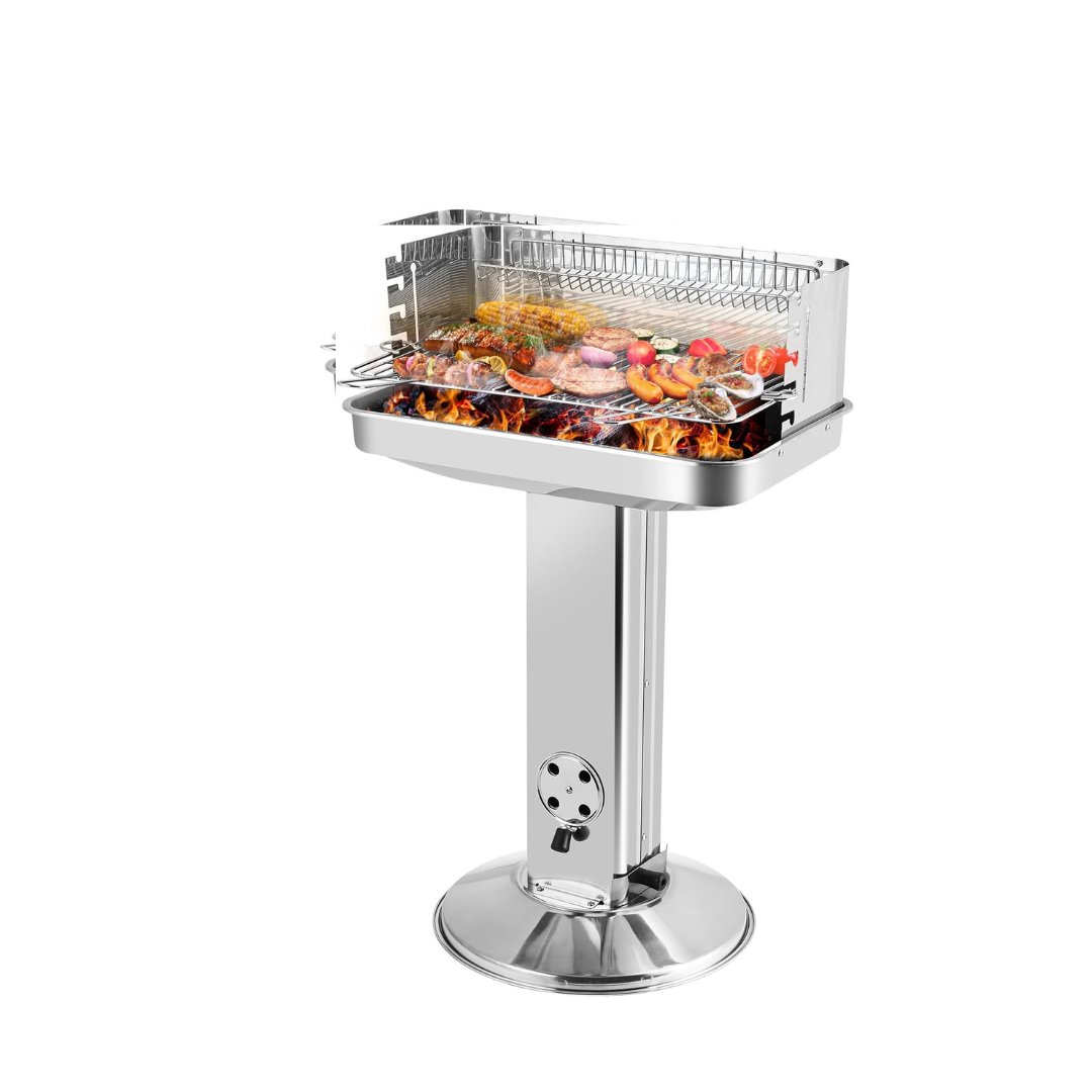 Grill węglowy ze stali nierdzewnej z regulowanym rusztem
