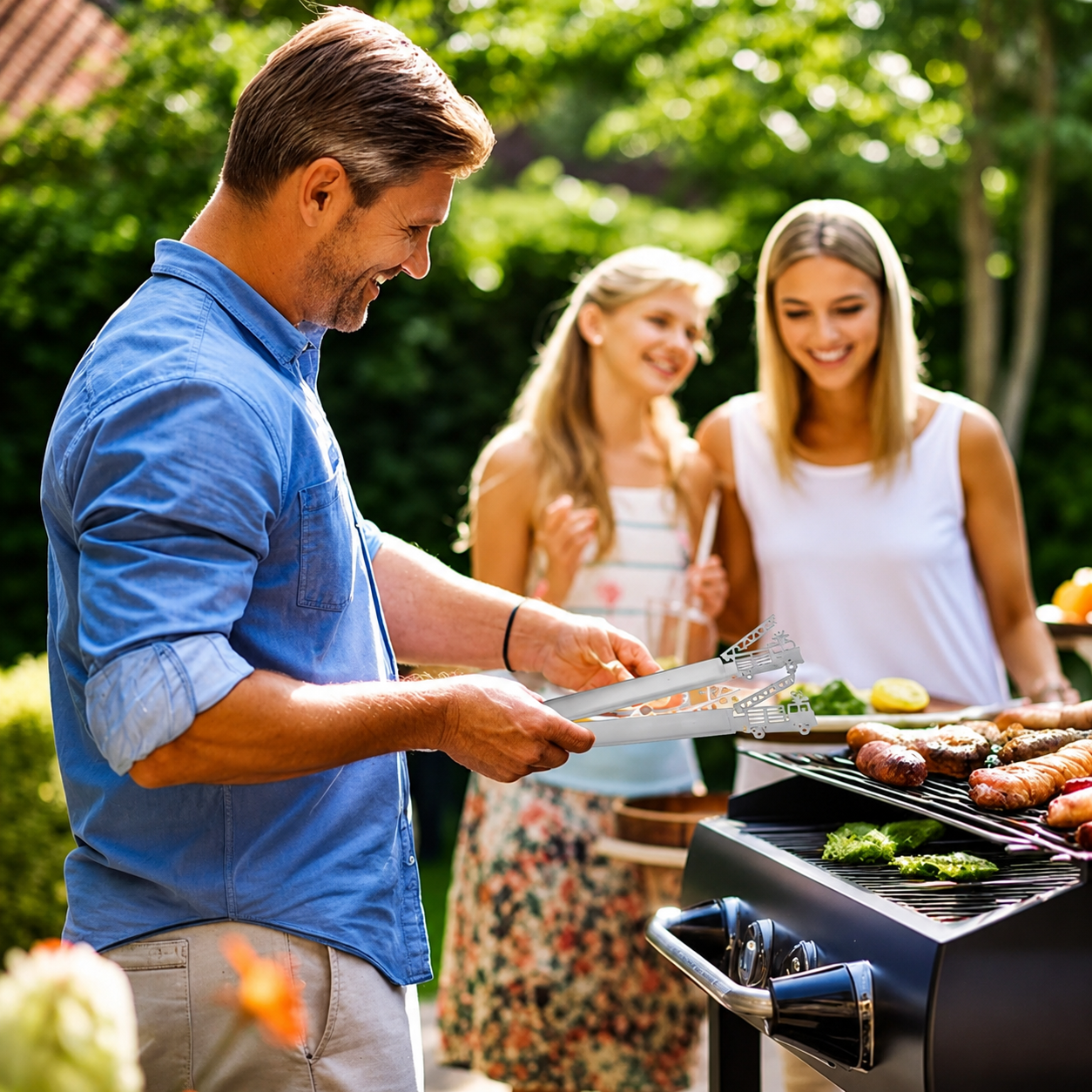 Ozdobne szczypce BBQ ze stali nierdzewnej 29 cm