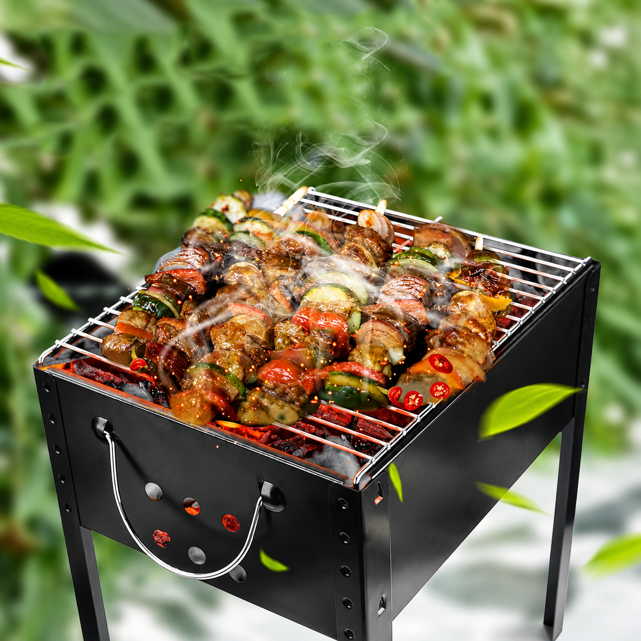 Kompaktowy grill węglowy do ogrodu i na camping